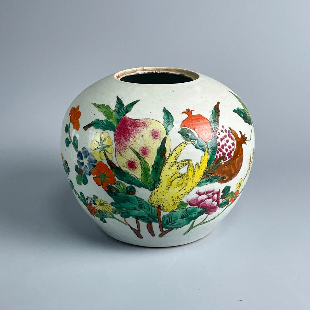 瓷器/古董清光绪粉彩花卉纹罐-M2XLR000D36/收藏/文物/绣花张