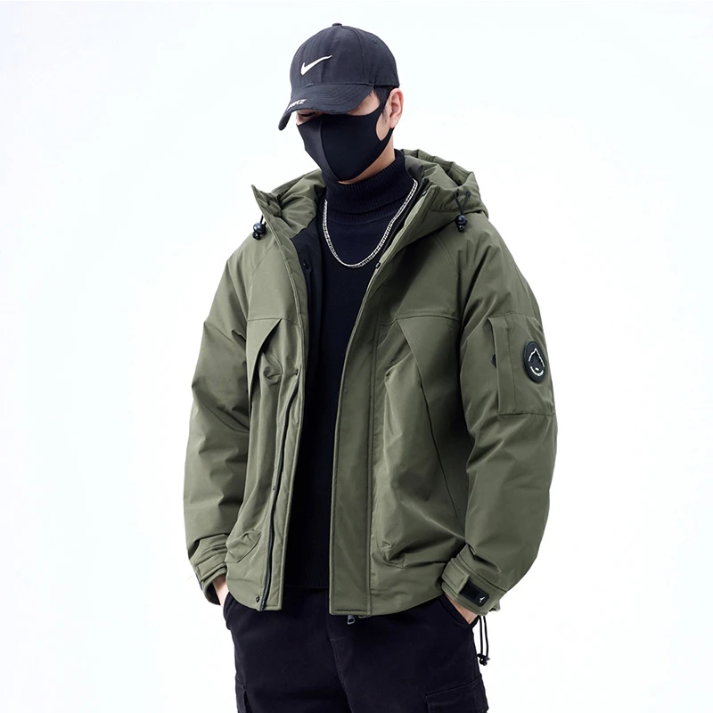 5853 绿 冬季御寒保暖锁温防寒服男士百搭时尚休闲潮流断码厚外套