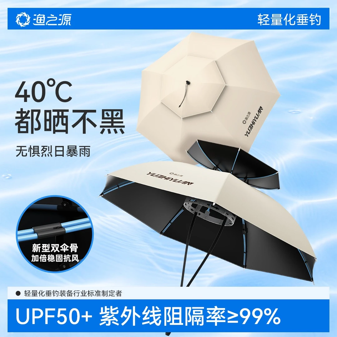 渔之源钓伞防晒防雨伞帽防晒伞小巧便携雨帽钓鱼专用头戴式雨伞帽