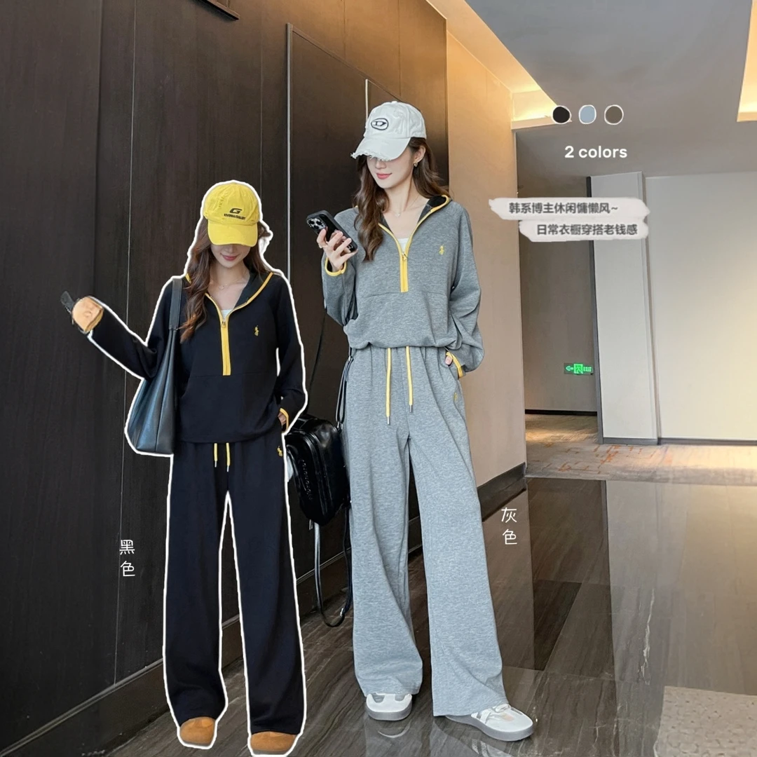 新款秋季运动衣服慵懒风休闲卫衣洋气阔腿裤一整套套装女生0199