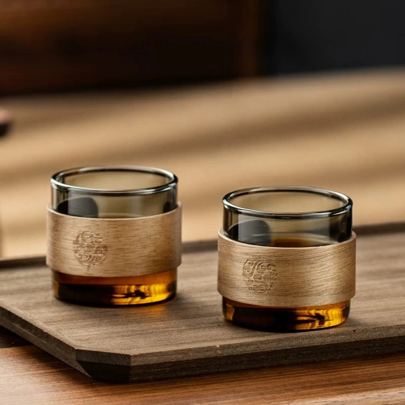 耐热玻璃功夫茶杯套装2只个人专用高档主人杯茶盏家用喝茶小杯子