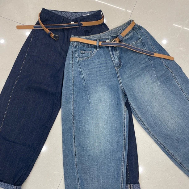 显瘦牛仔弯刀裤女春季新款宽松休闲弯刀裤