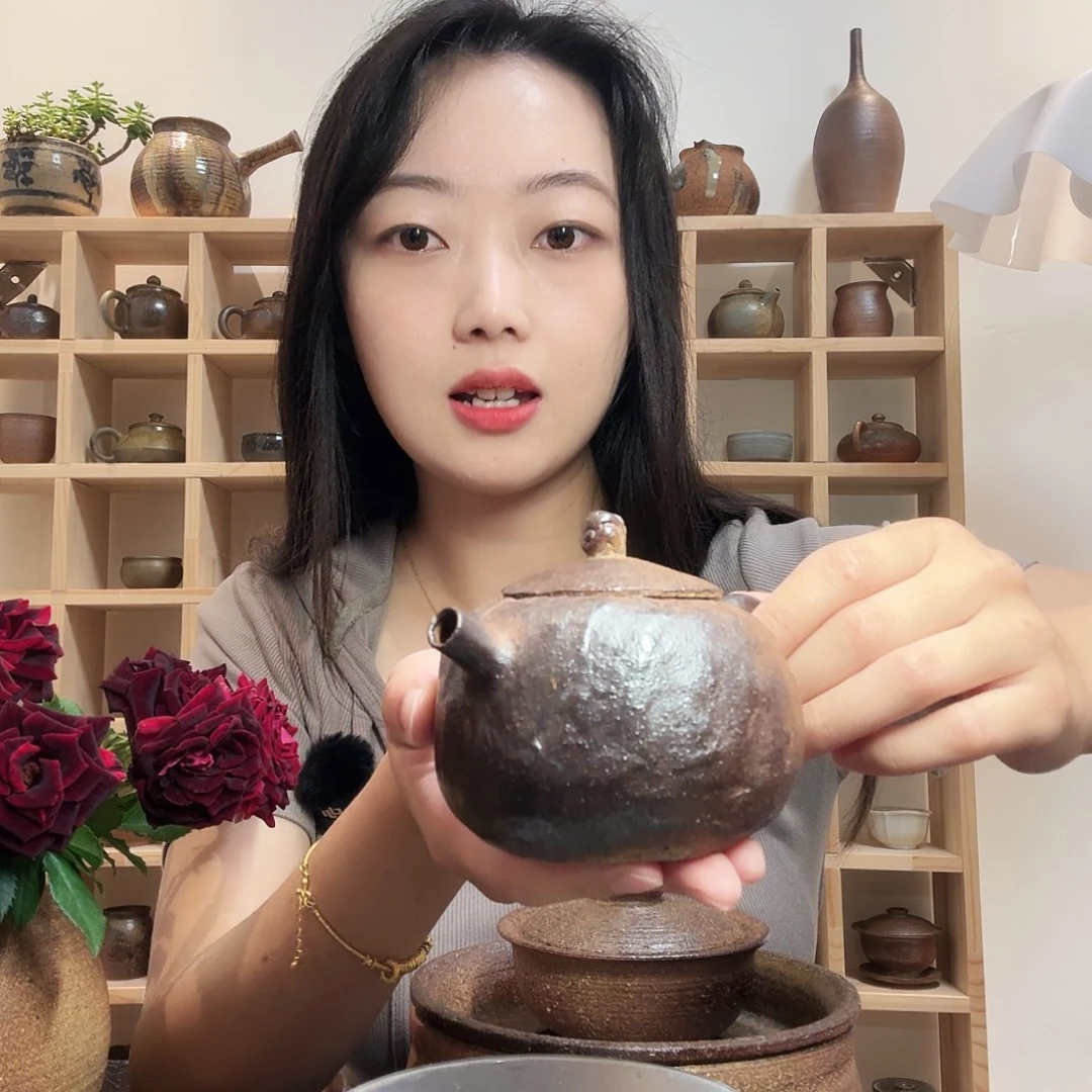 裸柴烧精品手捏壶