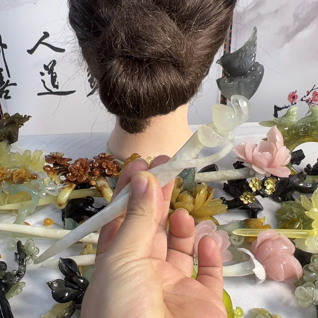 定制蛇纹石玉毛货发饰