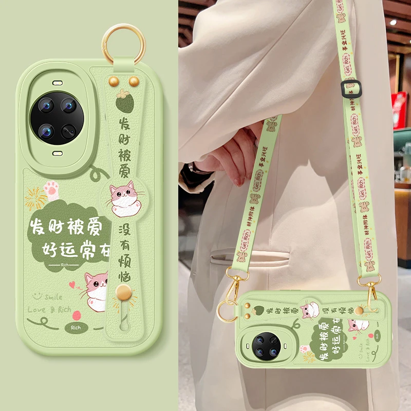 发财被爱适用华为nova14手机壳斜挎挂绳nova14pro女款防摔保护套