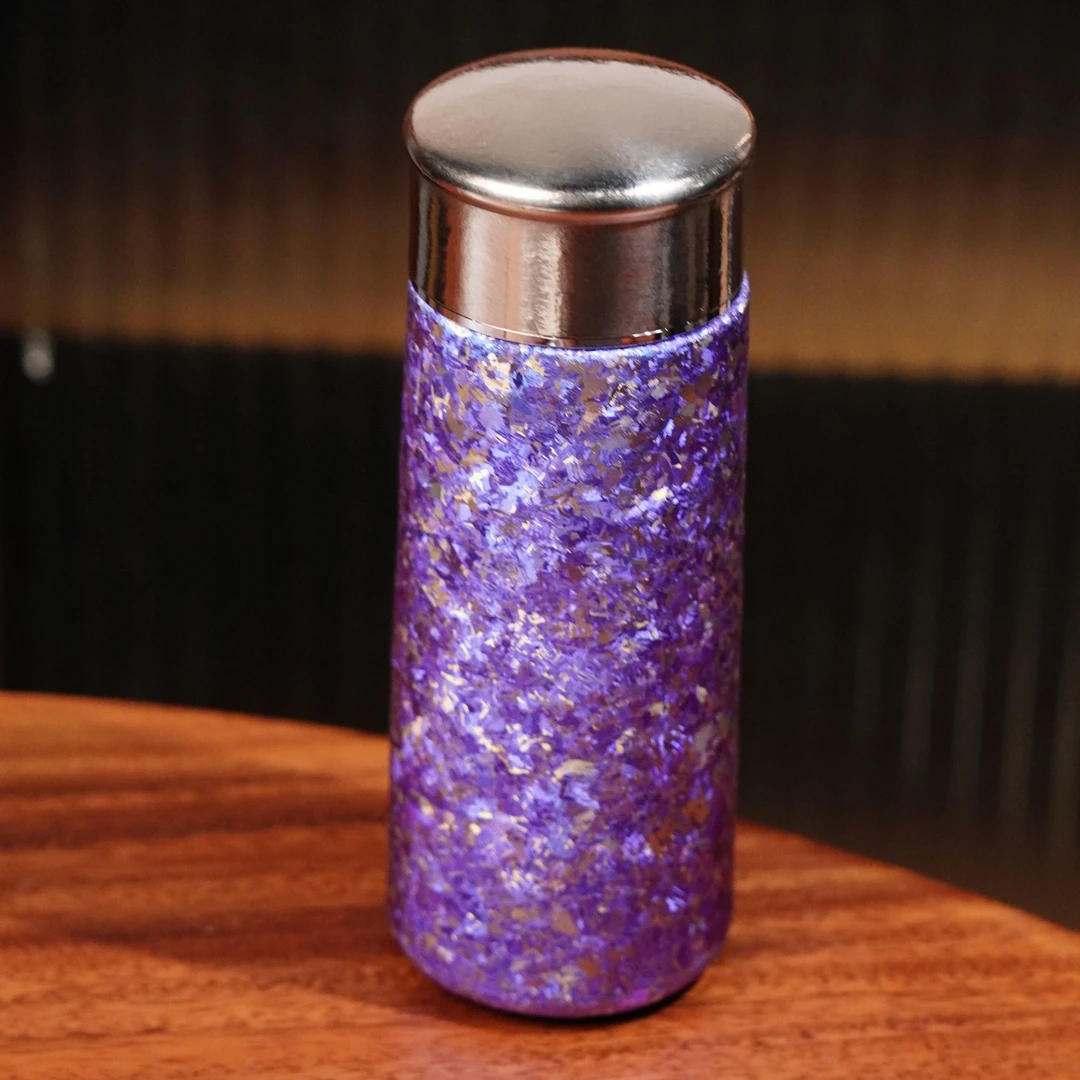 茶诵-紫色茶水分离便携纯钛迷你保温杯时尚精致家用旅行适用