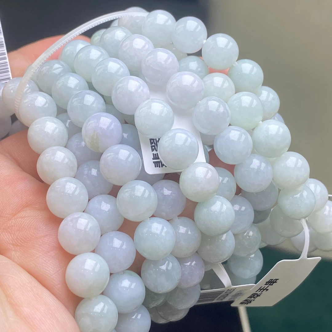 约9-10mm天然A货翡翠圆珠单圈手串多样性发一
