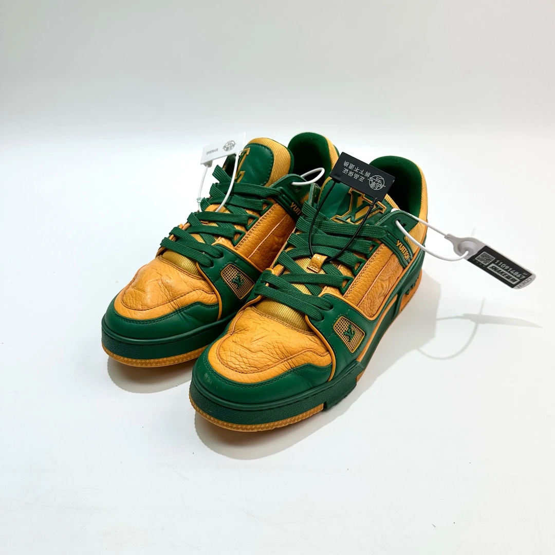 95新 LouisVuitton/路易威登 40.5码 黄绿Trainer 板鞋 SY0332