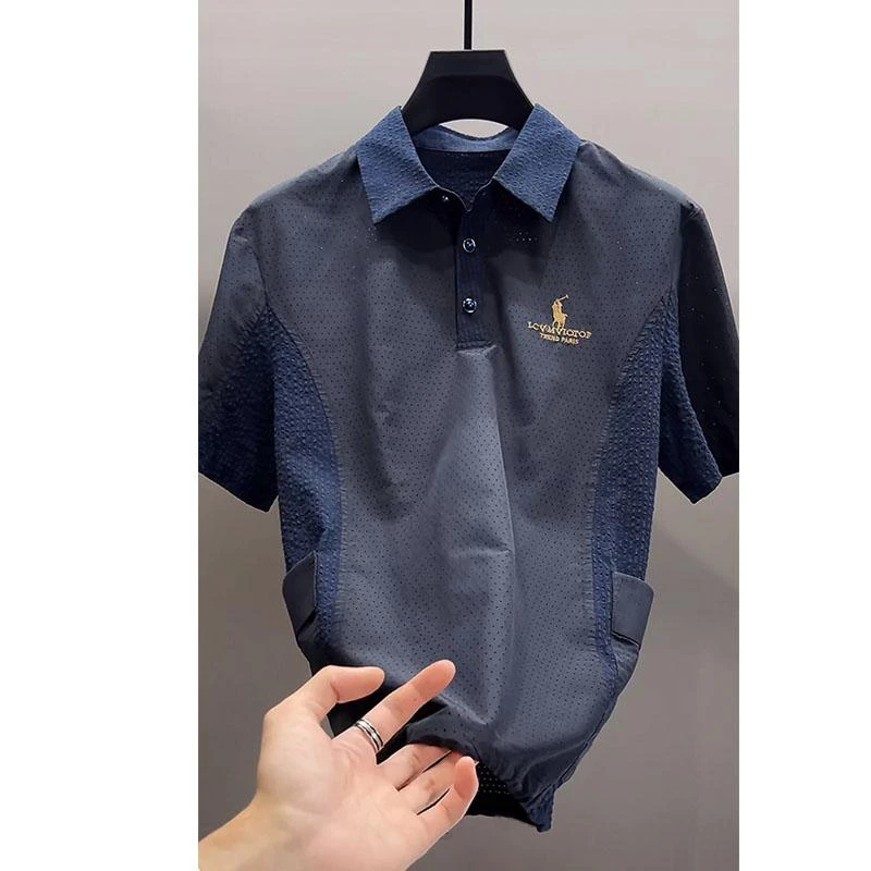 欧货轻奢高定大牌男装T恤2025夏季新款人马字母刺绣设计感Polo衫