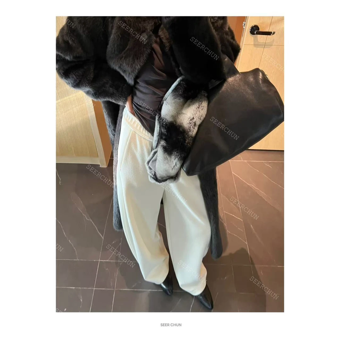 SEER CHUN“纹理裤” 百搭毛呢加绒裤 30086