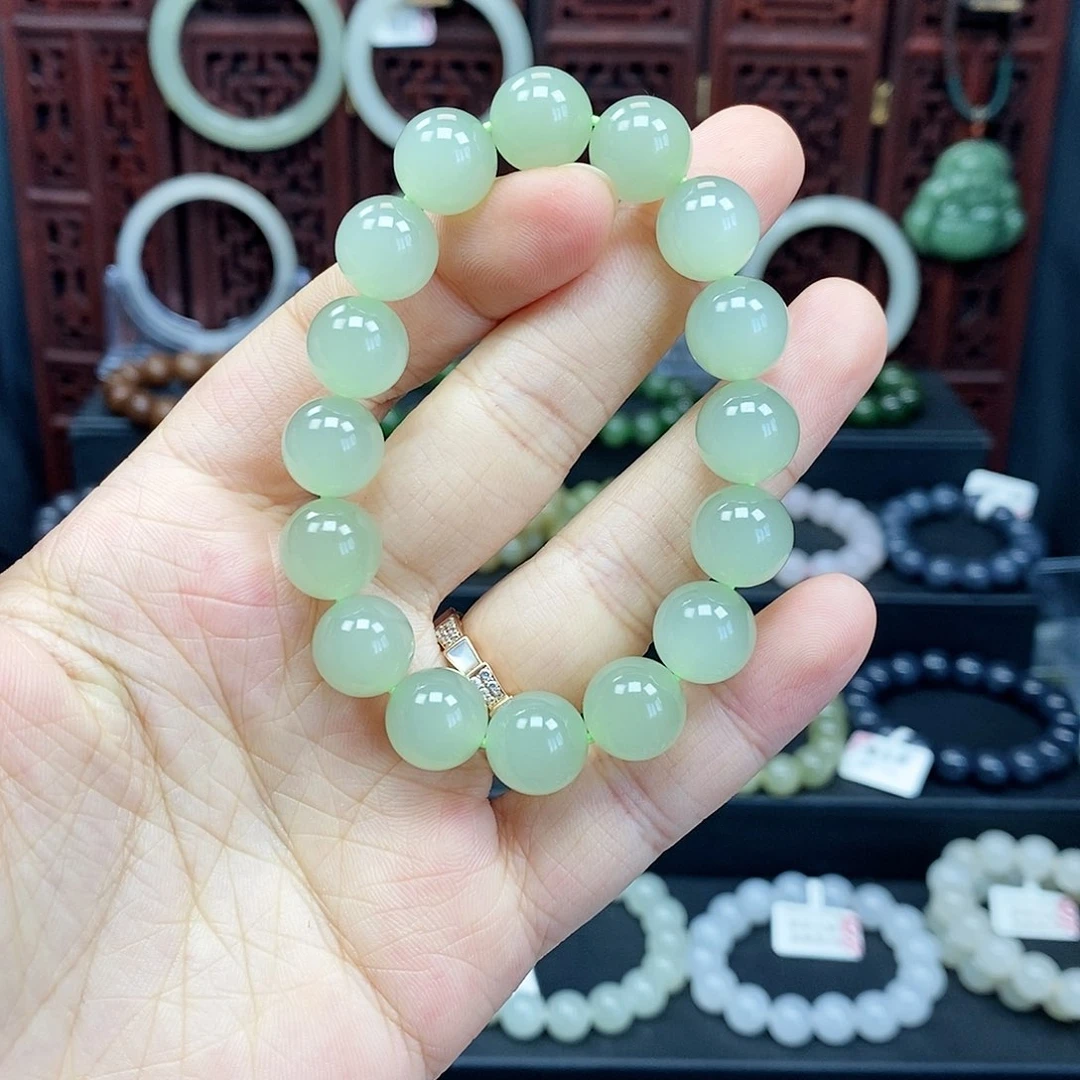 和田玉手串未镶嵌晴水11.8