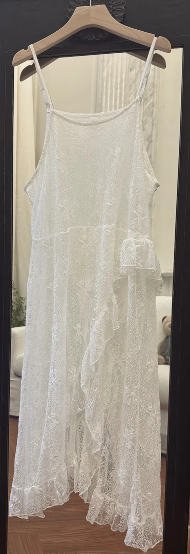 80382#日式蕾丝镂空吊带裙