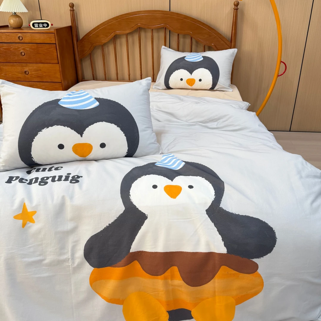 【企鹅啾啾】100支纯棉磨毛 新疆长绒棉大版印花四件套  请勿乱拍