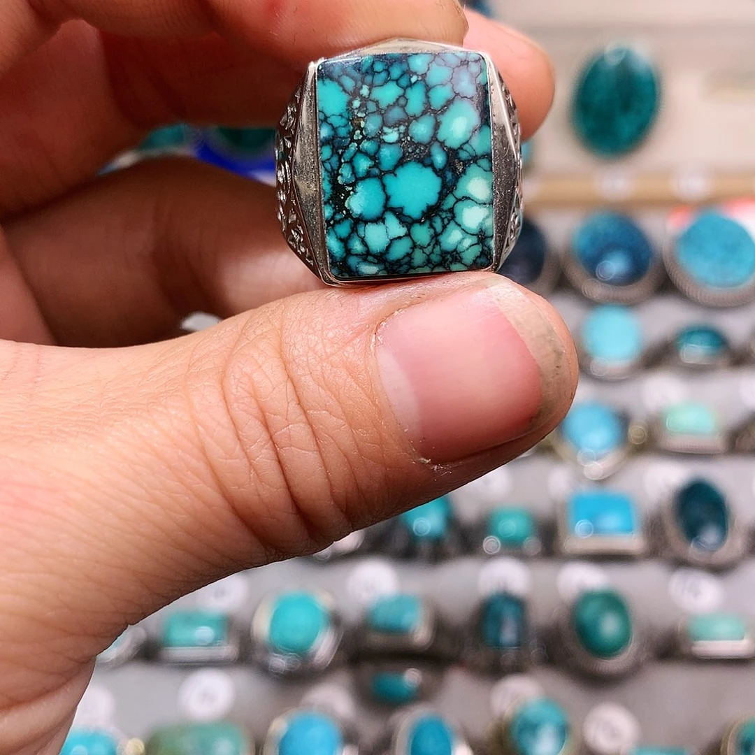 绿松石挂件银S925镶嵌