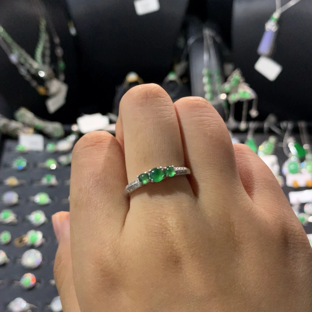 翡翠银S925镶嵌耳饰