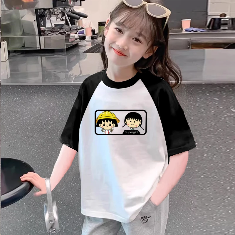 女童短袖t恤2025夏季新款儿童设计感撞色宽松童装女孩圆领上衣潮