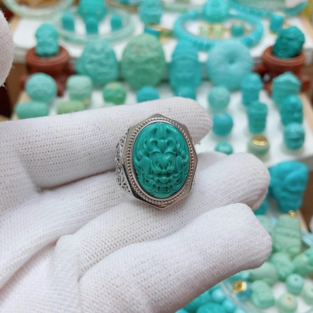 绿松石银S925镶嵌戒指