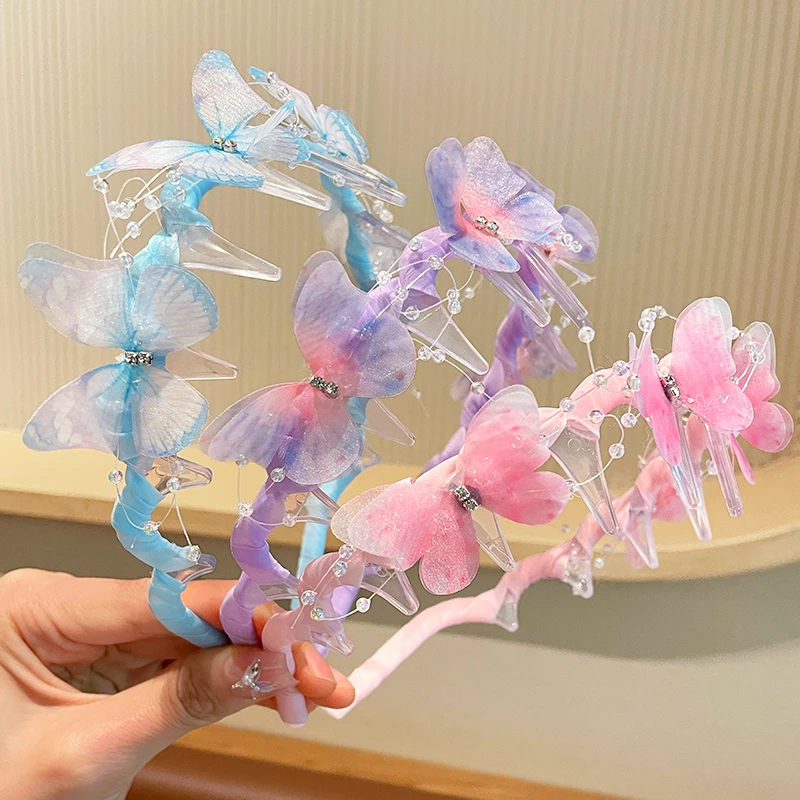 儿童蝴蝶结发箍碎发整理神器女孩宝宝带齿防滑头箍不伤发发捆头饰