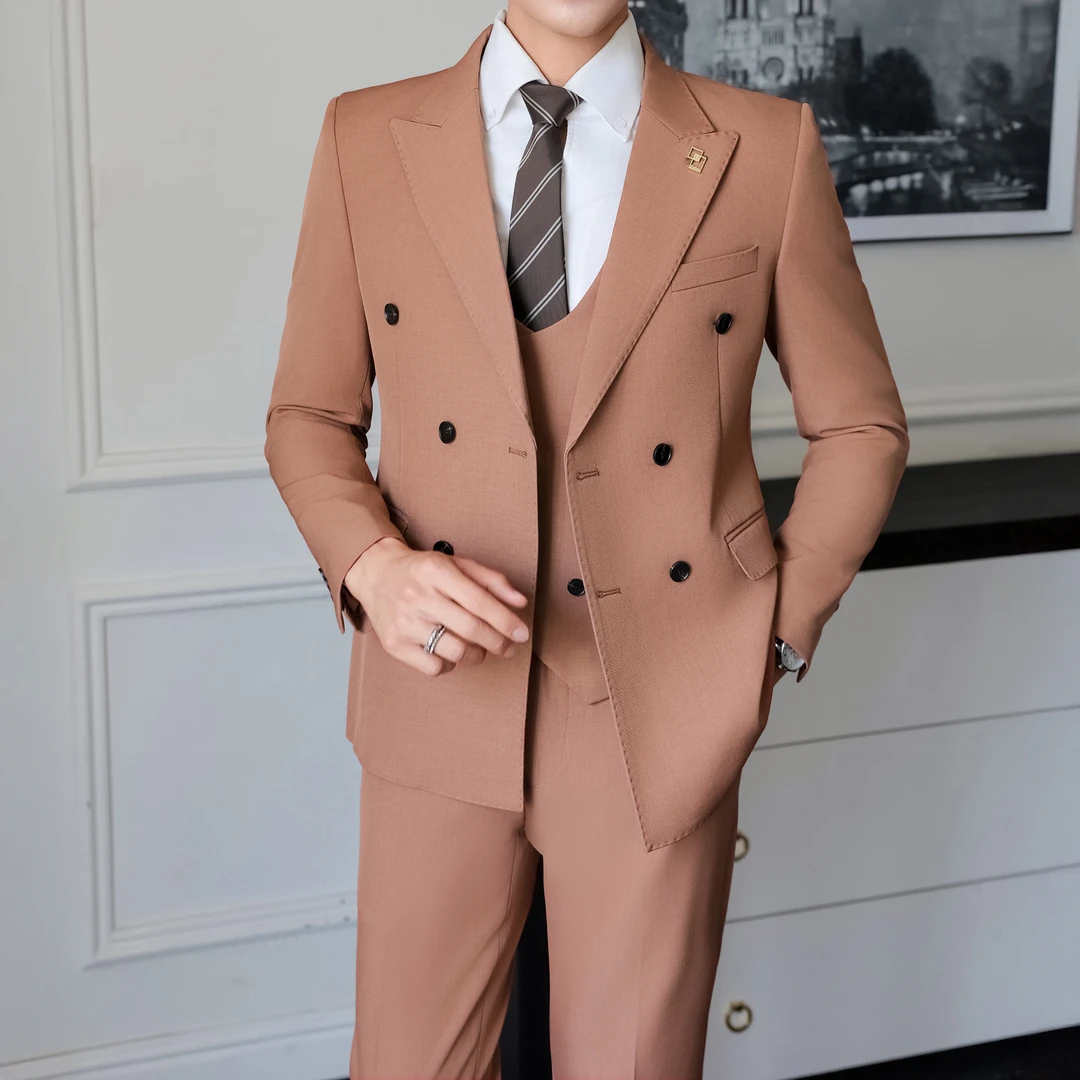 新郎结婚西服男套装礼服英伦西装三件套韩版修身商务休闲职业正装