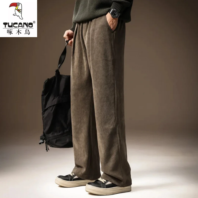 高端美式直筒灯芯绒裤子男秋冬新款加绒潮流雪尼尔宽松运动休闲裤