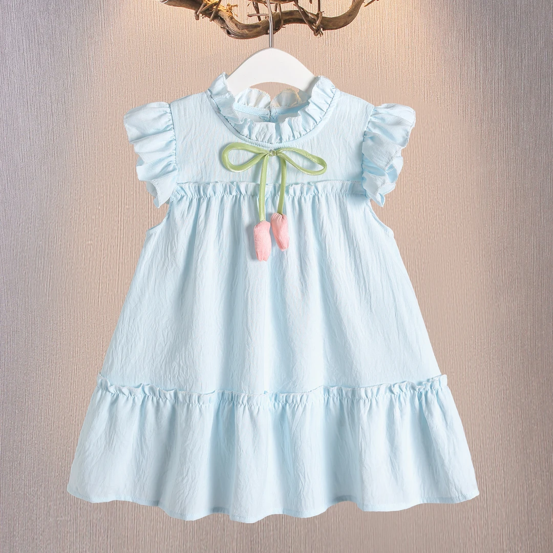 女童夏装连衣裙2025新款夏季甜美公主裙小女孩洋气无袖背心裙包包