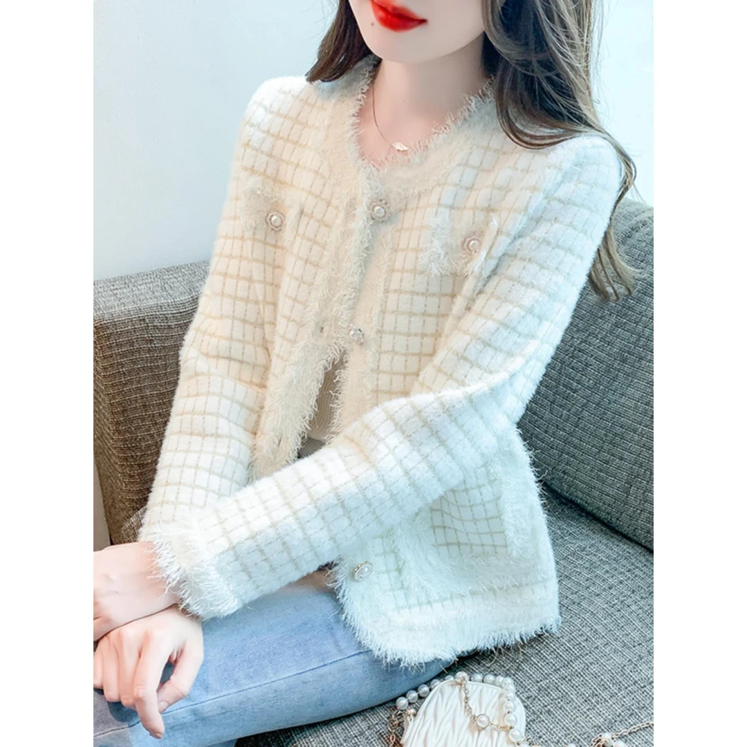 小香风百搭圆领毛呢外套女2025年秋季新款高级感气质时尚开衫上衣