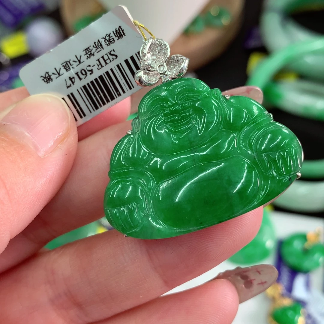 翡翠18K金镶嵌吊坠(不含链)