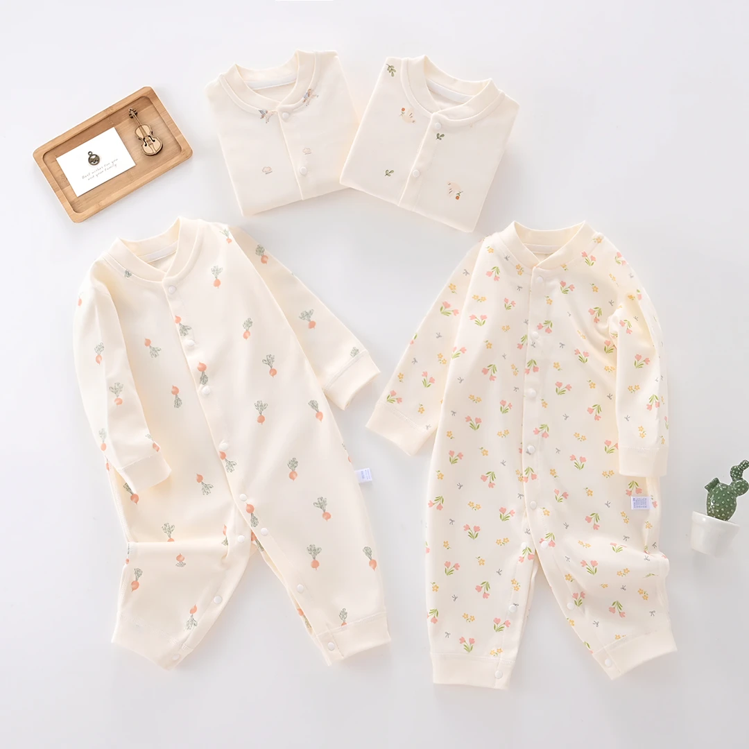 （易帛专享）婴儿连体衣春秋纯棉新生儿衣服男女宝宝哈衣无骨爬爬服