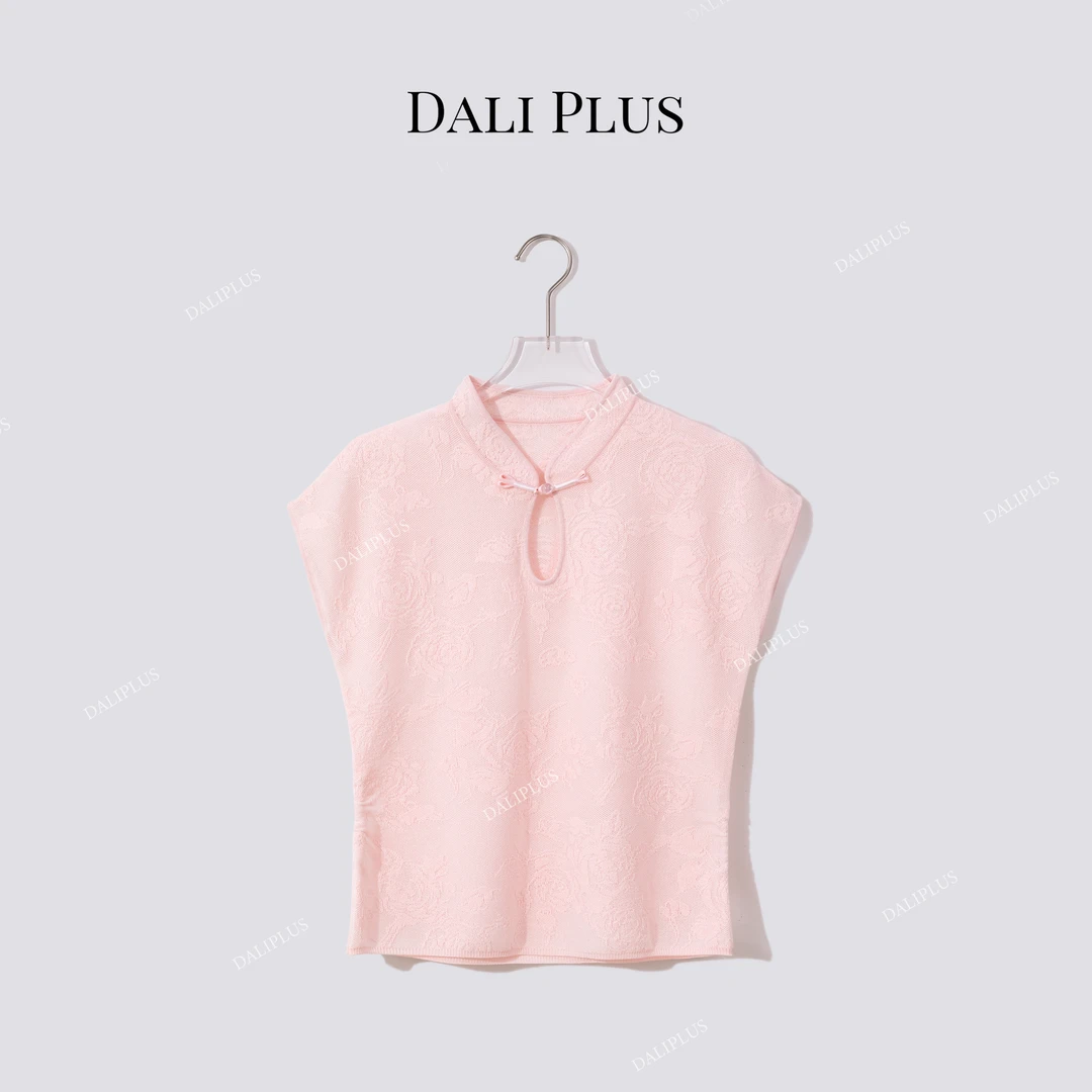 DALI PLUS“新中式冰丝上衣”浮雕提花无袖针织-D5CH4256