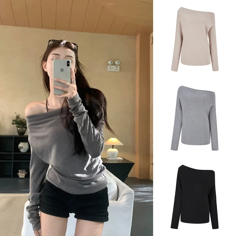 Moses Queen/魔西女王甜辣妹长袖T恤女修身显瘦灰色内搭上衣
