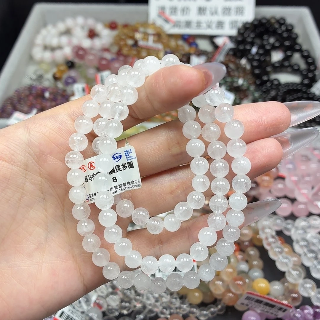 水晶手串未镶嵌卡6喜马拉雅白幽灵多圈58