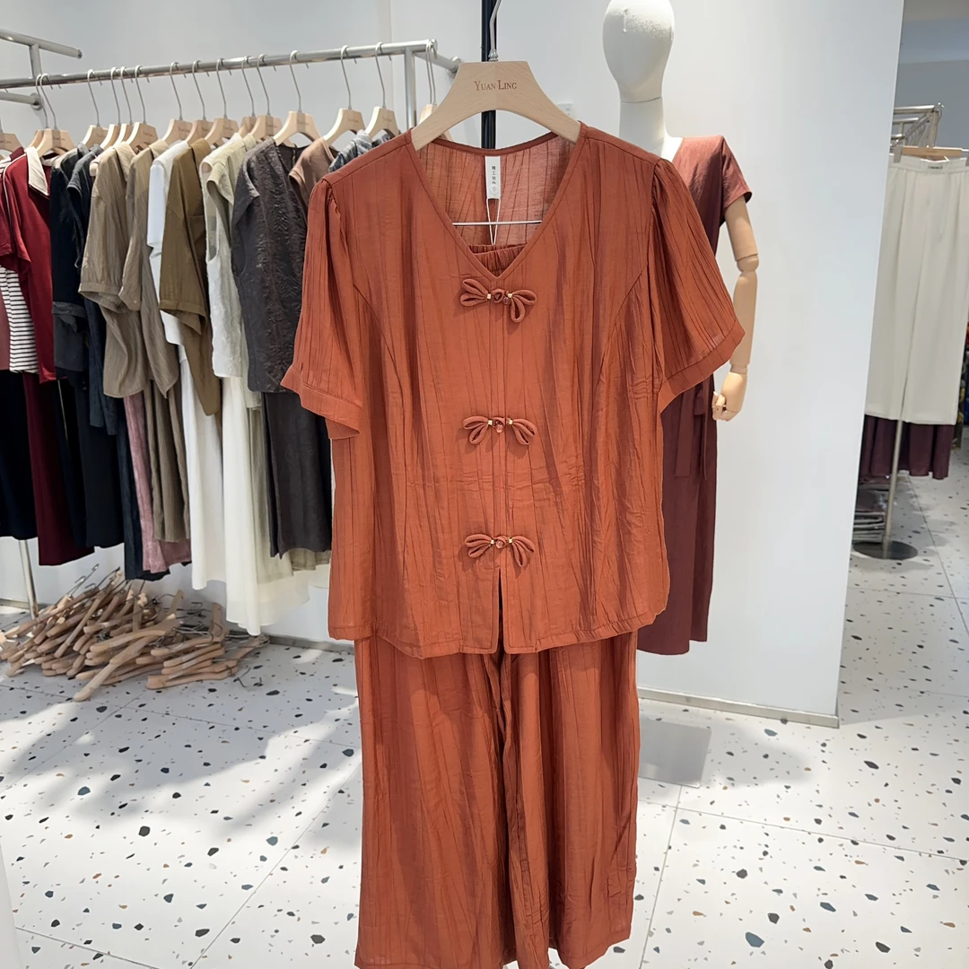 新款时尚上衣+裤子夏季短袖透气舒适优雅女装套装气质