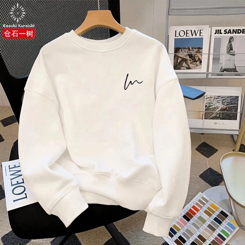 仓石一树潮牌春秋冬季简约加绒加厚卫衣男士圆领宽松休闲套头上衣