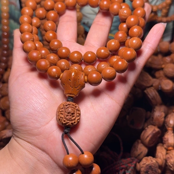 桃核吊坠11.5正圆龙纹72送4个