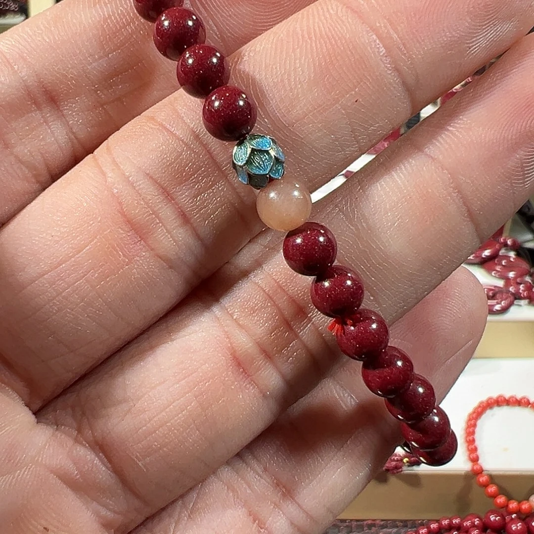 天然辰砂8mm紫金砂精心莲花