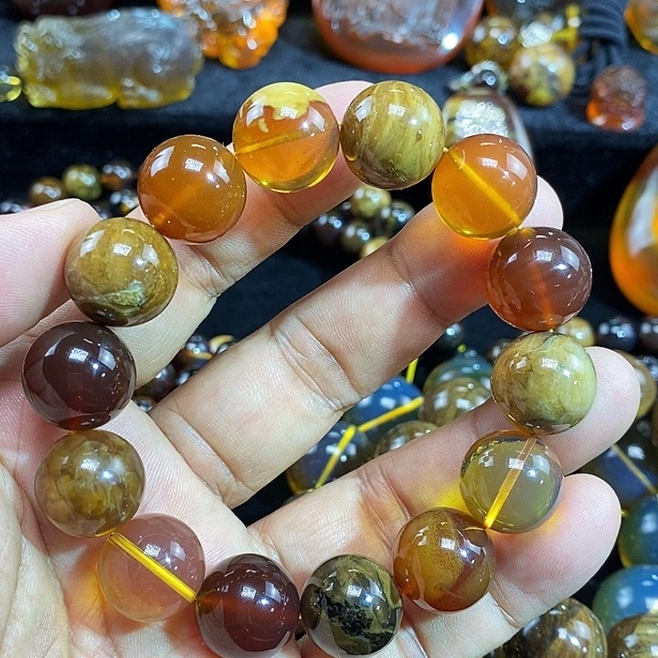 琥珀未镶嵌手链一
