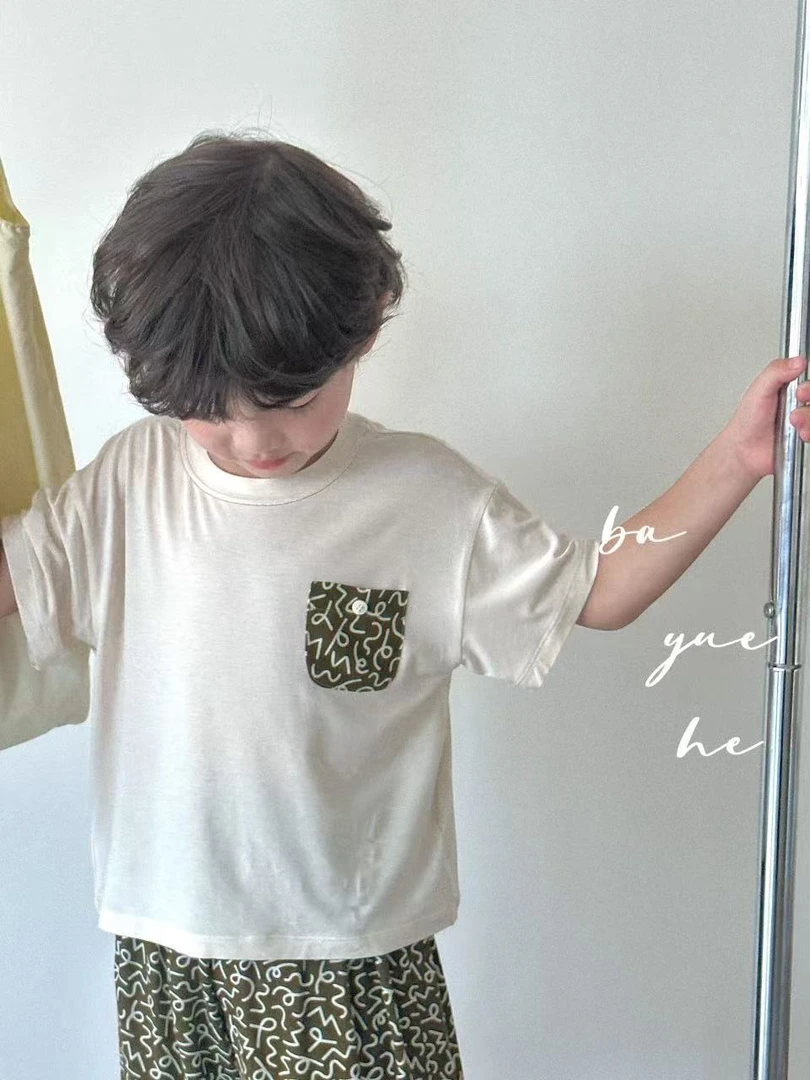 384.口袋浅米短袖【NO退换】