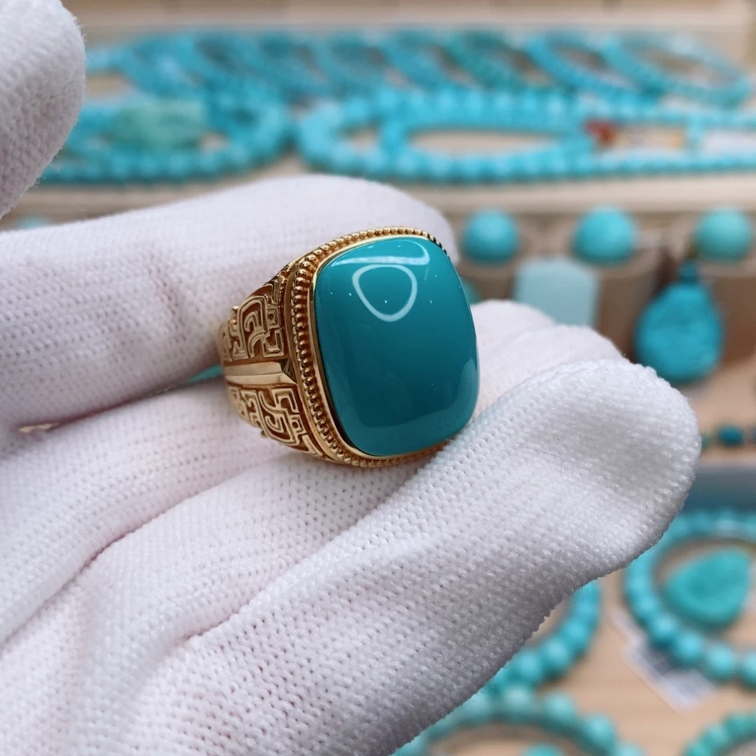 绿松石18K金镶嵌珠宝奇石