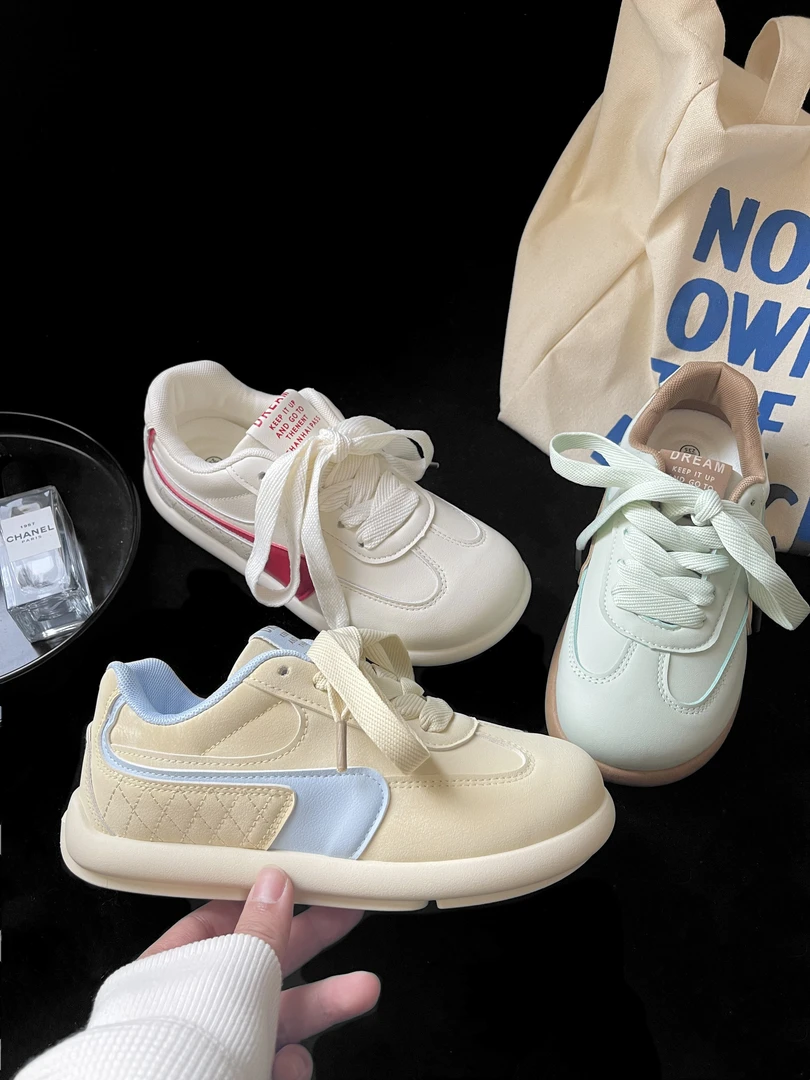 2025年新款经典芒果头德训多巴胺配色复古潮流低帮韩版系带女鞋