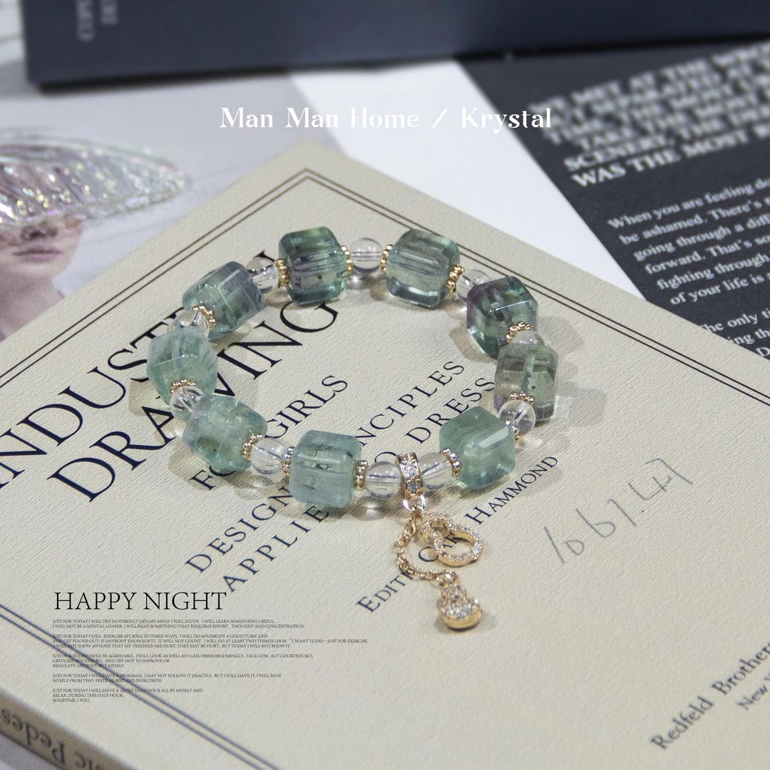 MMJ128【生活过得去】满满家天然白水晶绿萤石手串多样性发货发其一