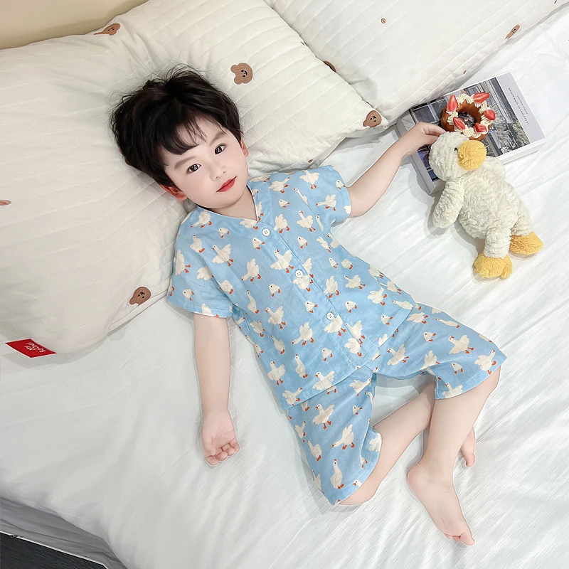 男童纯棉套装短袖短裤2025新款卡通居家吸汗排湿宝宝空调房两件套