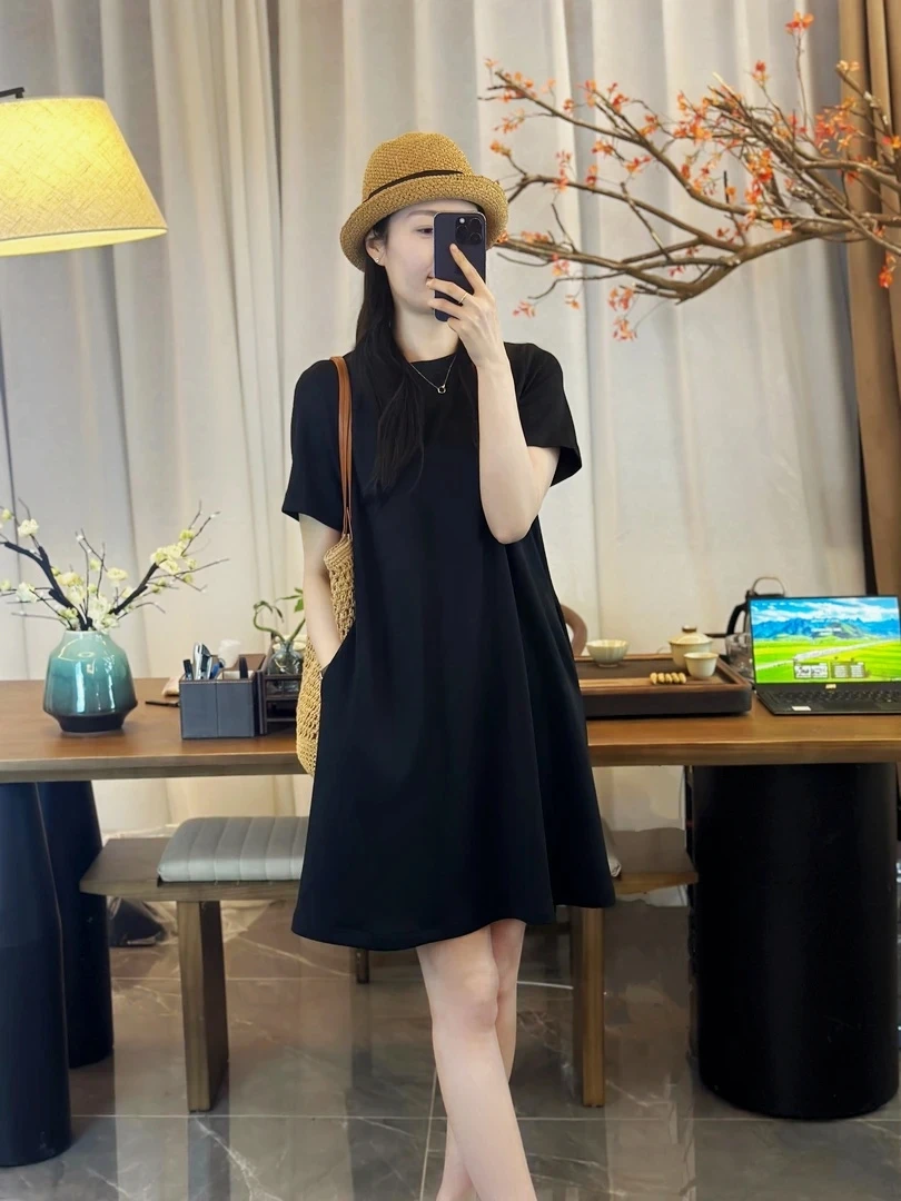 MOLANOOTD"若音"25新款娃娃衫黑色连衣裙气质减龄显瘦莫兰裙子