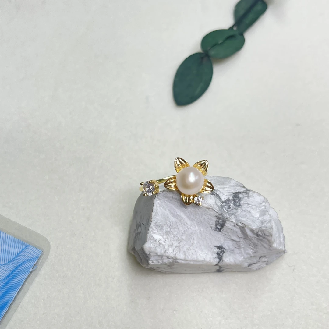 全新未使用  【六六中古】孤品s925淡水珍珠开口戒指aj4114