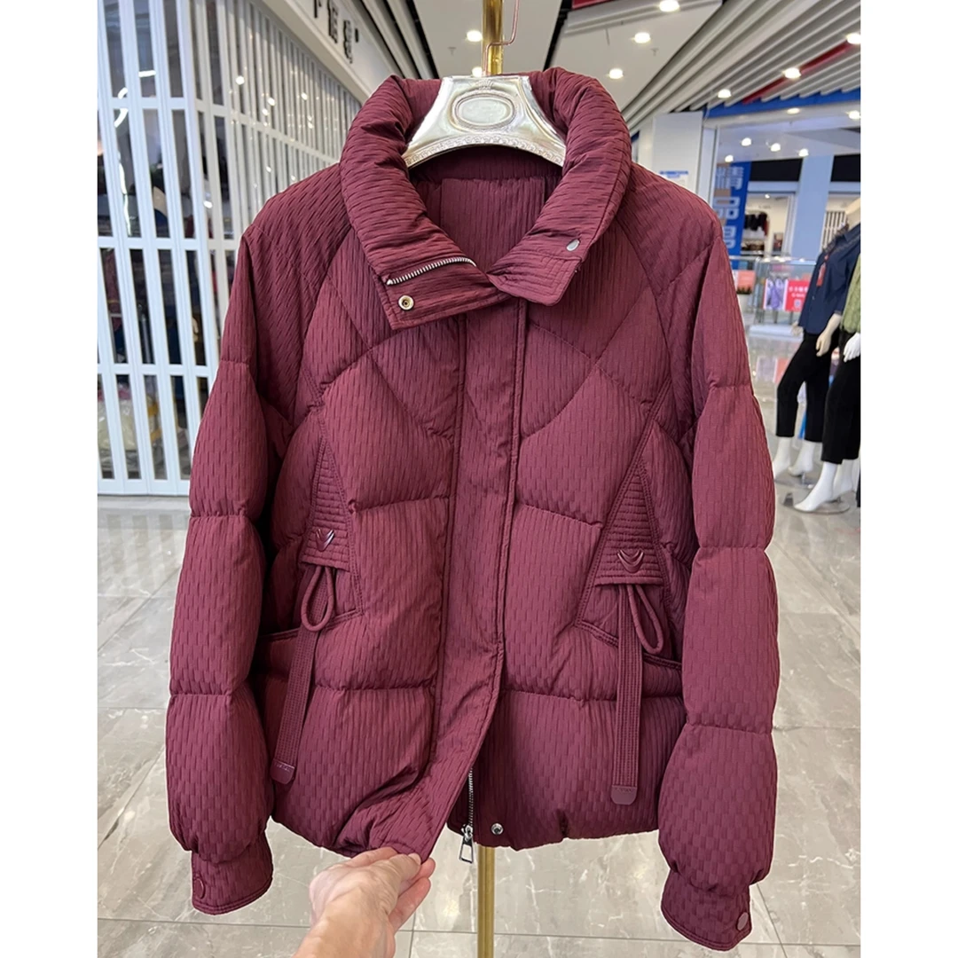 时尚妈妈装短款立领加厚羽绒服冬装新款洋气宽松面包服中老年外套