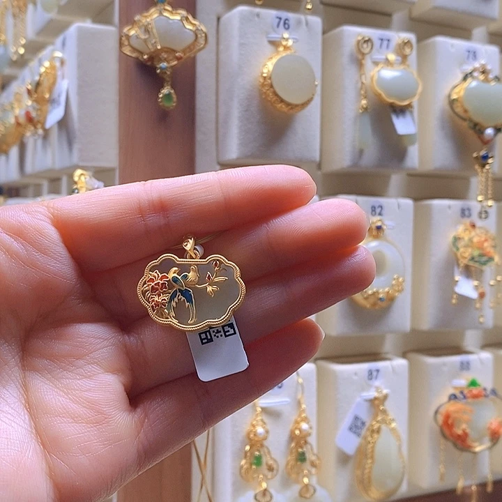 和田玉颈饰银S925镶嵌