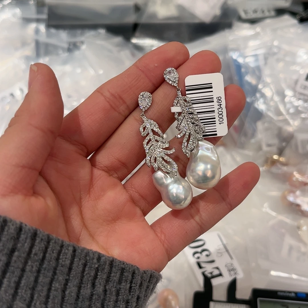 淡水珍珠耳饰合金阿*