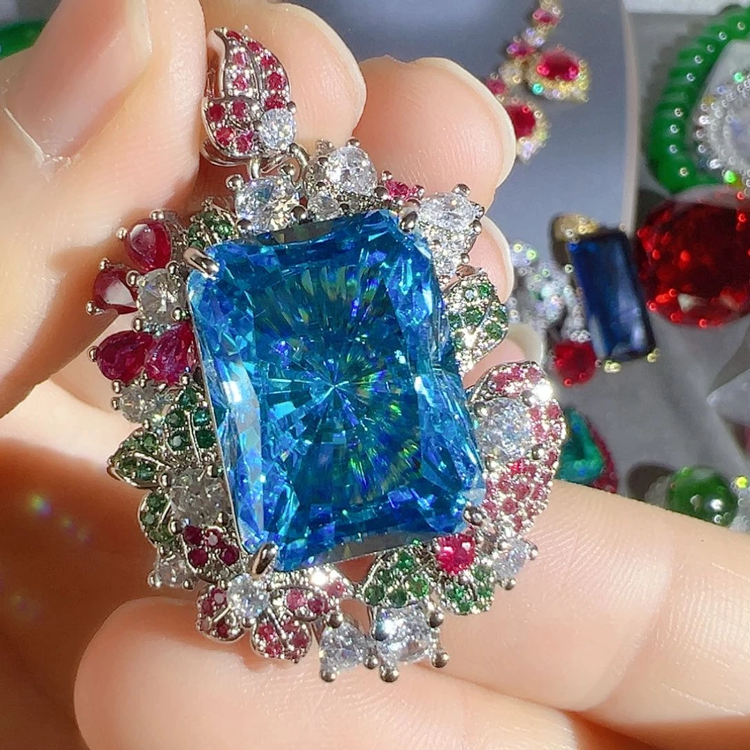 花岗石钨合金红色蓝色吊坠