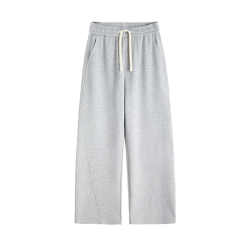 美式灰色弯刀卫裤男士休闲裤春秋季直筒裤垂感阔腿裤新款运动裤