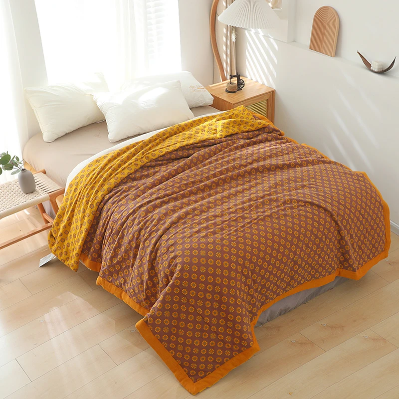 【京かわ会社】复古色织双层纱双人被 200*230cm 雏菊