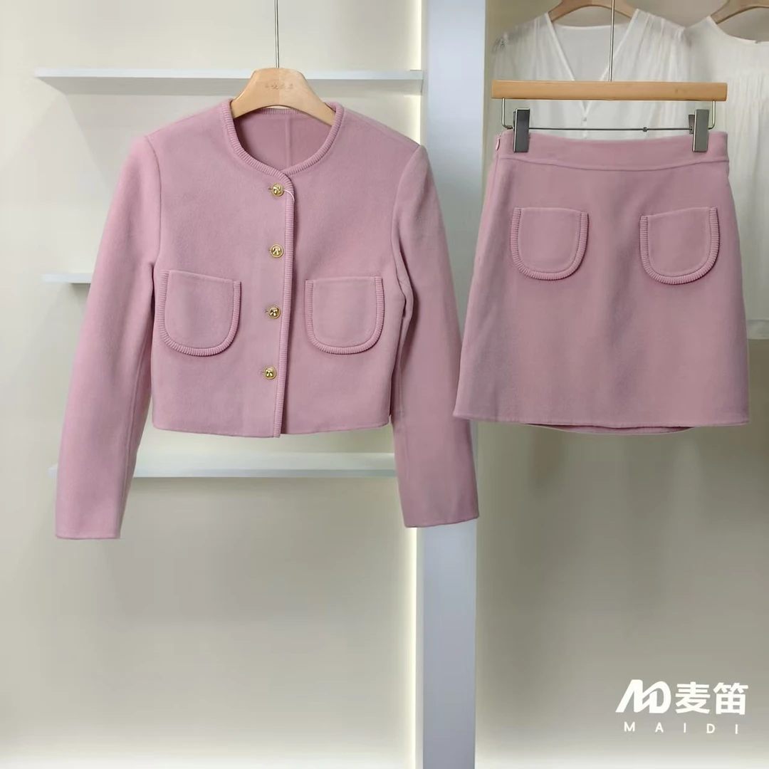 【麦笛•品牌新款】50822104 绵羊毛外套短裙套装春秋专柜撤柜女